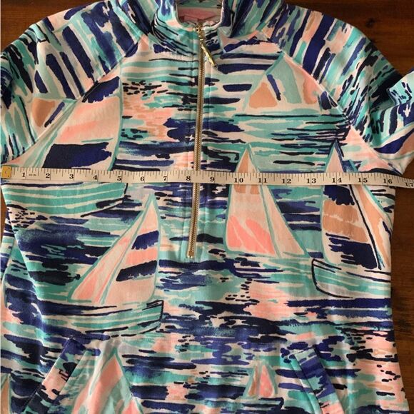Lily Pulitzer Skipper Popover Sailboats Nautical 1/2 Zip Cotton Pullover Sz XS - Picture 7 of 12